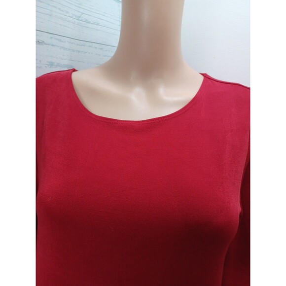Chicos Travelers Red Black Short 3/4 Sleeve Pullover Top Sz 1 - Picture 3 of 6